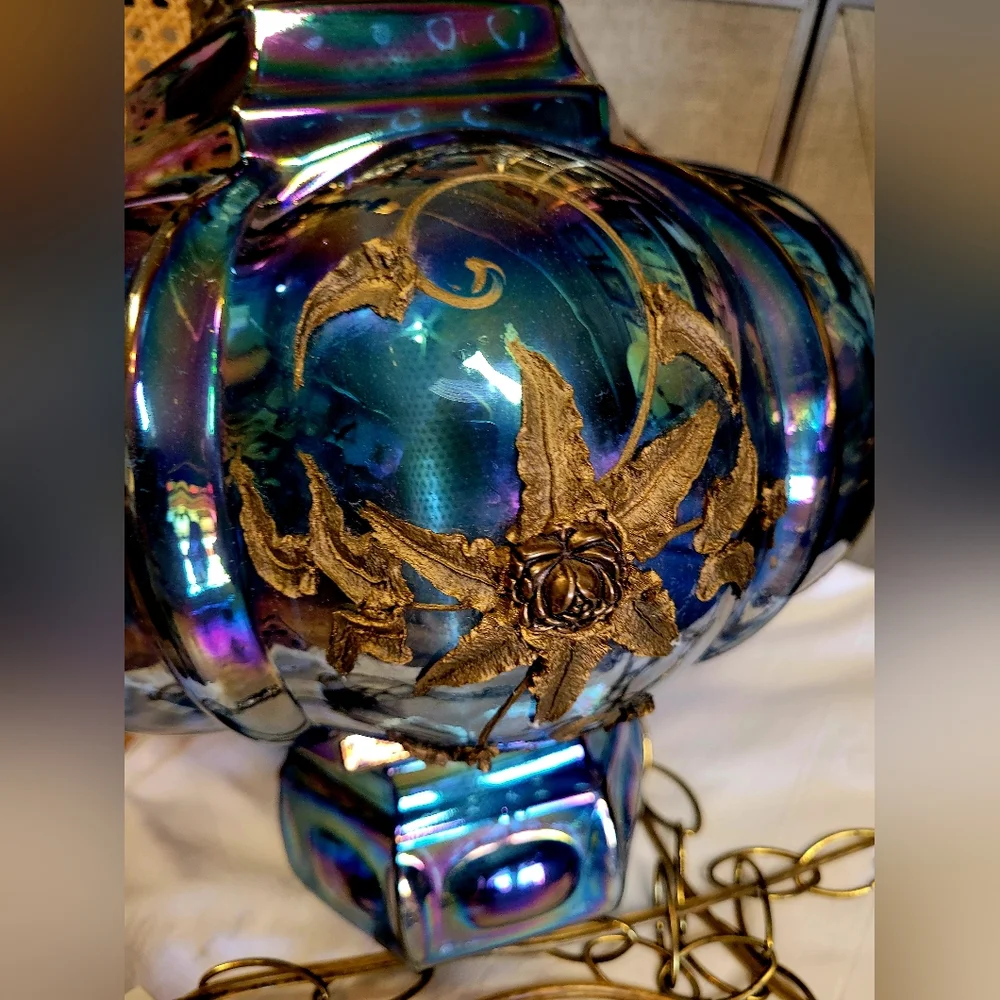 Vintage Iridescent Hanging Lamp - Picture 3 of 3